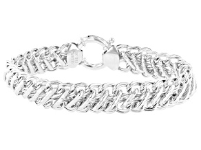 Sterling Silver 11.5mm Diamond Cut and Polished Multi-Link Bracelet
