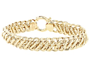 18k Yellow Gold Over Sterling Silver Diamond Cut and Polished Multi-Link Bracelet