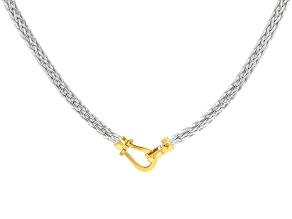 18k Yellow Gold Over Sterling Silver and Sterling Silver Two-Tone Wheat Buckle 16" Necklace
