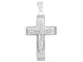 Rhodium Over Sterling Silver Crucifix Pendant