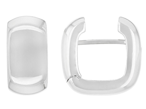 Rhodium Over Sterling Silver 0.40" Huggie Hoop Earrings