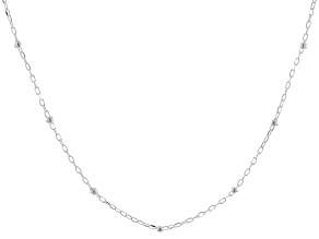Sterling Silver 1mm Diamond Cut Cable and Bead Station 16-18" Necklace