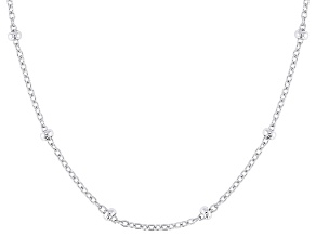 Rhodium Over Sterling Silver 2.14mm Cable 18" Necklace