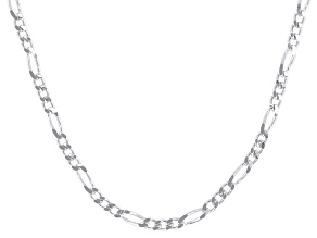 Rhodium Over Sterling Silver 1.7mm Figaro 18" Necklace