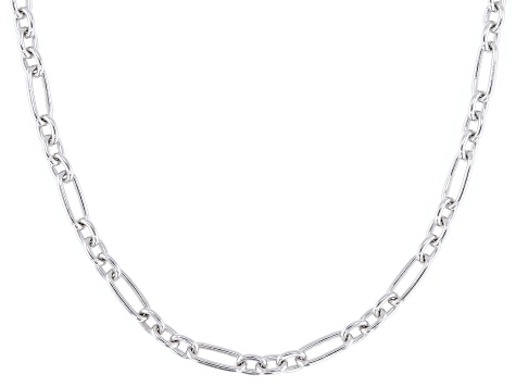 Rhodium Over Sterling Silver 2.4mm Oval Station 18