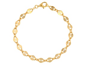 18k Yellow Gold Over Sterling Silver 5.7mm Diamond Cut Mirror Link 8" Bracelet