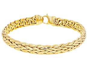 18k Yellow Gold Over Sterling Silver 7mm Wheat Chain 8" Bracelet