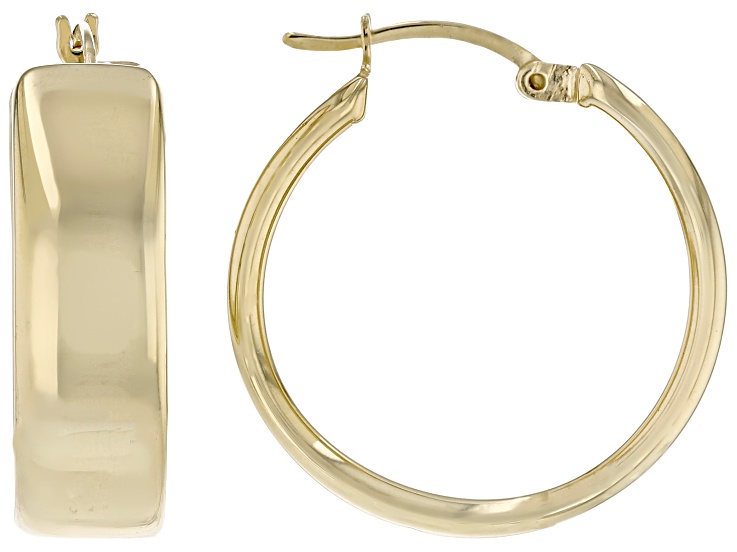 18k Yellow Gold Over Sterling Silver Polished 8mm, 1" Hoop Earrings