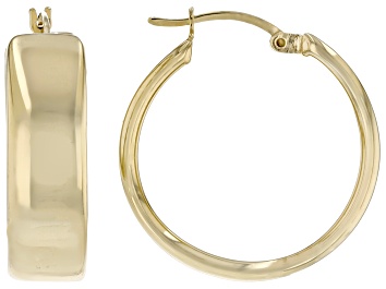 Picture of 18k Yellow Gold Over Sterling Silver Polished 8mm, 1" Hoop Earrings