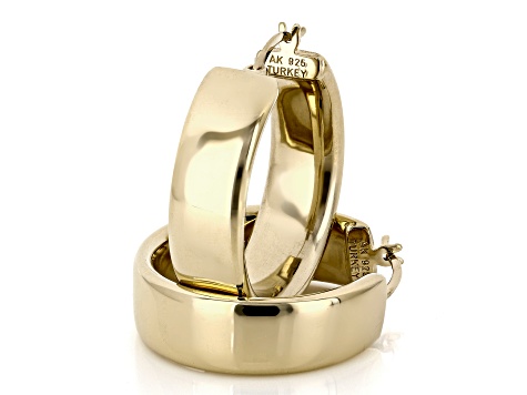18k Yellow Gold Over Sterling Silver Polished 8mm, 1" Hoop Earrings