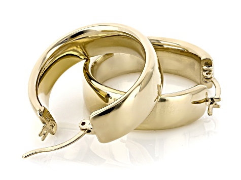 18k Yellow Gold Over Sterling Silver Polished 8mm, 1" Hoop Earrings
