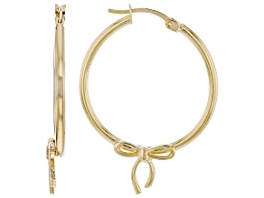 18k Yellow Gold Over Sterling Silver Bow Hoop Earrings