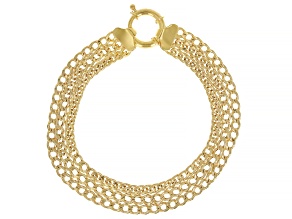 18k Yellow Gold Over Sterling Silver 11mm Multi-Row Curb Bracelet