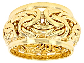 18k Yellow Gold Over Sterling Silver Graduated Byzantine Band Ring