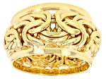 18k Yellow Gold Over Sterling Silver Graduated Byzantine Band Ring
