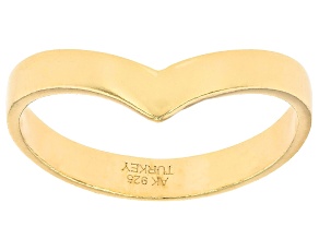 18k Yellow Gold Over Sterling Silver 3mm Chevron Band Ring