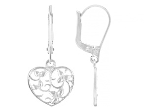 18k Yellow Gold Over Sterling Silver Vine in Heart Earrings