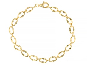 18k Yellow Gold Over Sterling Silver 5.6mm Mirror Link Bracelet