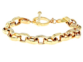 18k Yellow Gold Over Sterling Silver Two-Tone 8mm Rolo Link Bracelet