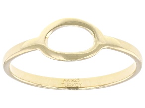 18k Yellow Gold Over Sterling Silver Oval Open Design Ring