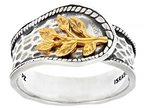 Sterling Silver Hammered Leaf Ring