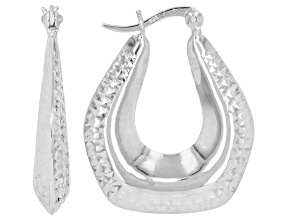 Sterling Silver Diamond Cut Hoop Earrings