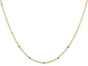 18k Yellow Gold Over Sterling Silver Cable with Square Bead Station 19" Necklace