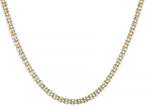 18k Yellow Gold Over Sterling Silver Two-Tone 3mm "Ghiaccio" Diamond-Cut Bead 18" Chain