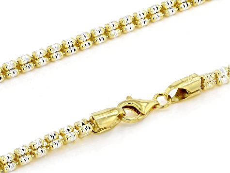 18k Yellow Gold Over Sterling Silver Two-Tone 3mm 