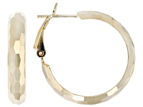 18k Yellow Gold Over Sterling Silver Diamond Cut 0.20" Huggie Hoop Earrings