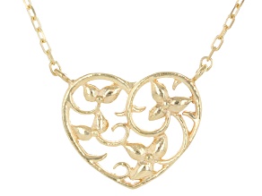 18k Yellow Gold Over Sterling Silver Heart 18" Necklace