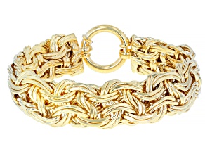 18k Yellow Gold Over Sterling Silver 16mm Byzantine Bracelet