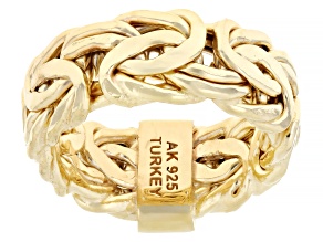 18k Yellow Gold Over Sterling Silver 8mm Byzantine Band Ring