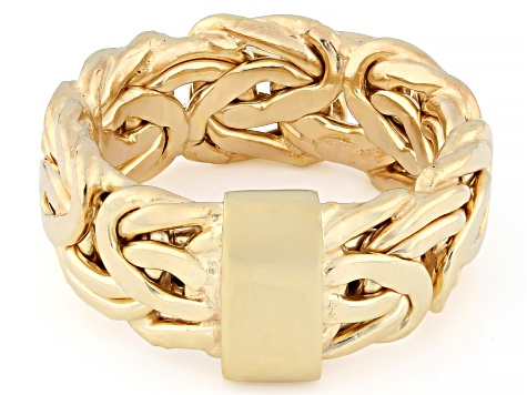【Ezbuy公式アカウント02 】SILVER 925 シャンパンゴールド 18k Yellow Gold Over Sterling Silver 8mm Byzantine Band Ring
