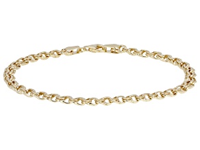 18k Yellow Gold Over Sterling Silver Diamond Cut 4mm Rolo Bracelet