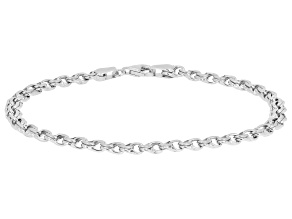 Sterling Silver Diamond Cut 4mm Rolo Bracelet