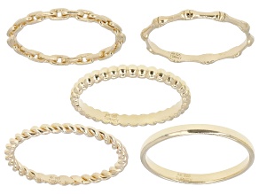 18k Yellow Gold Over Sterling Silver 2mm Stackable Ring Set of 5