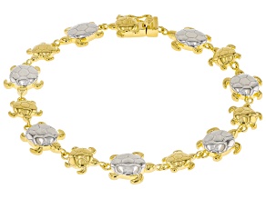 18k Yellow Gold Over Sterling Silver Two-Tone Turtle Bracelet