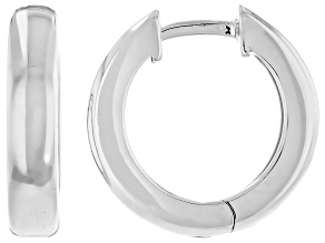Rhodium Over Sterling Silver 0.25" Huggie Hoop Earrings