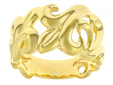 18k Yellow Gold Over Sterling Silver Open Design Band Ring