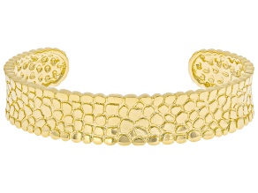 18k Yellow Gold Over Silver Textured Bangle Bracelet