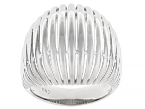 Rhodium Over Sterling Silver Textured Dome Ring