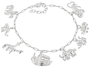 Rhodium Over Sterling Silver "Noah's Ark" Bracelet