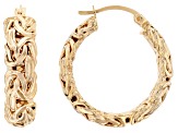 18K Gold Over Sterling Silver Byzantine Hoop Earrings