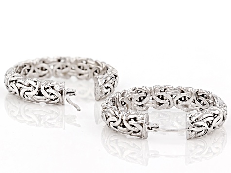 Sterling Silver Small Byzantine Hoop Earrings