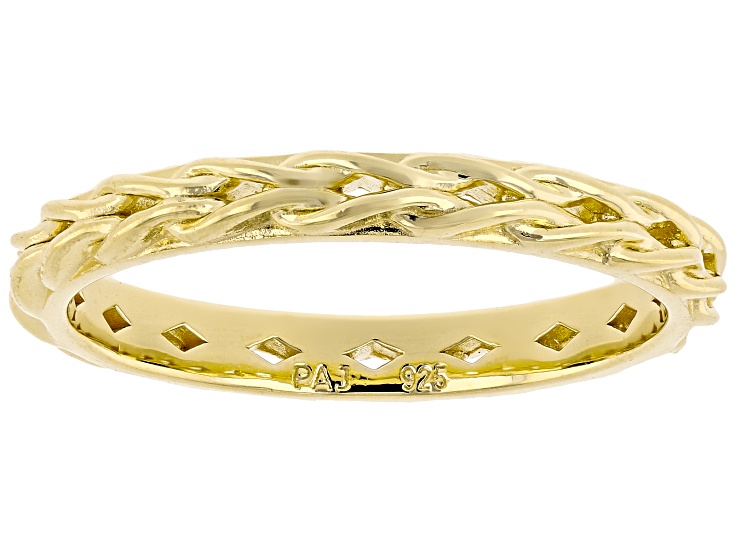 18k Yellow Gold Over Sterling Silver Braided Band Ring