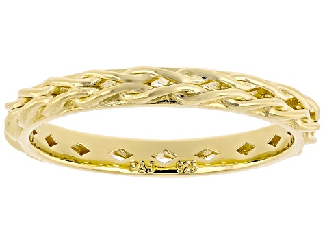 18k Yellow Gold Over Sterling Silver Braided Band Ring