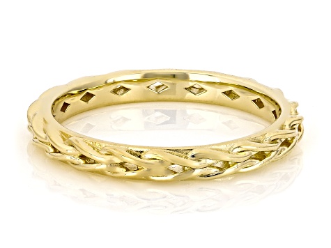 18k Yellow Gold Over Sterling Silver Braided Band Ring