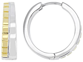 18k Yellow Gold Over Sterling Silver Two-Tone 0.7" Hoop Earrings