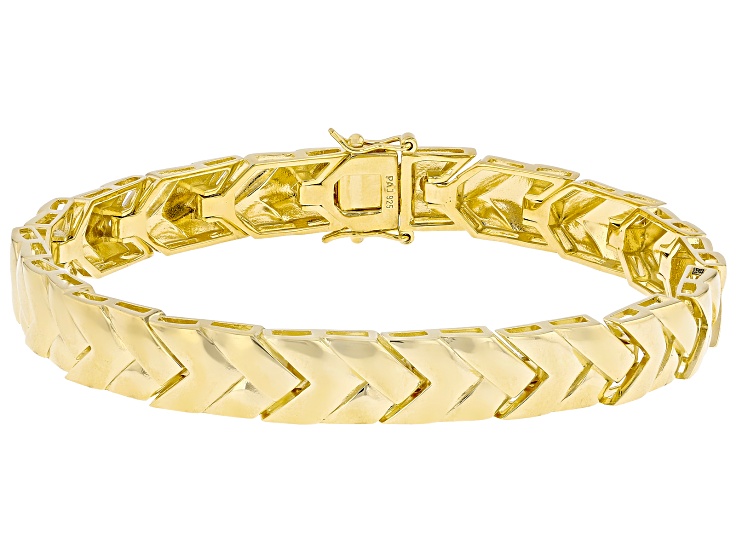 18k Yellow Gold Over Sterling Silver Textured Bracelet